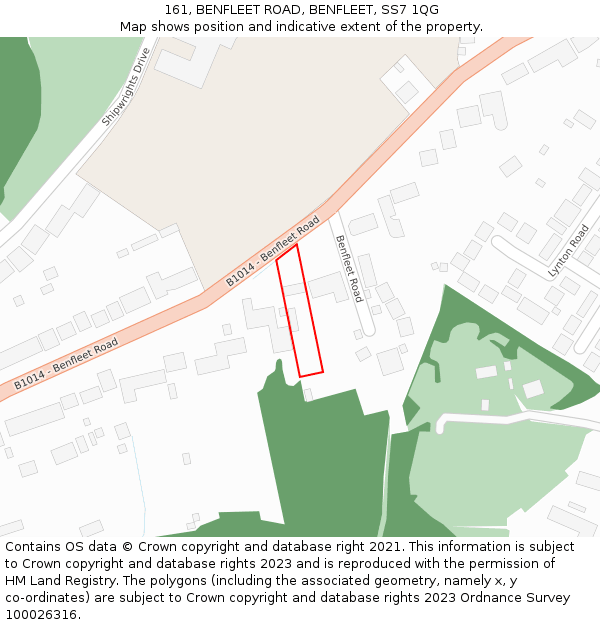 161, BENFLEET ROAD, BENFLEET, SS7 1QG: Location map and indicative extent of plot