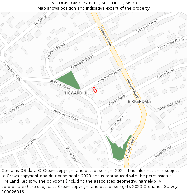 161, DUNCOMBE STREET, SHEFFIELD, S6 3RL: Location map and indicative extent of plot