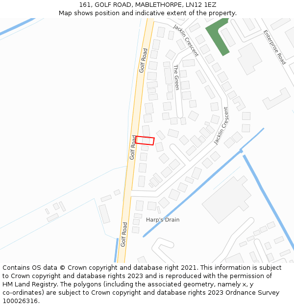 161, GOLF ROAD, MABLETHORPE, LN12 1EZ: Location map and indicative extent of plot