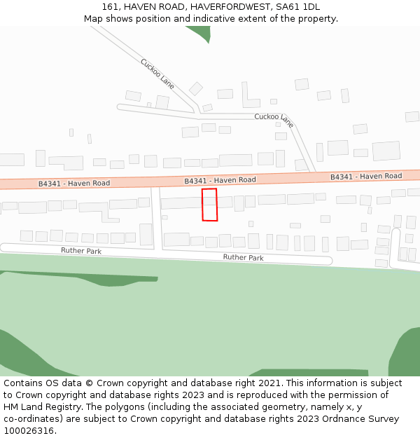 161, HAVEN ROAD, HAVERFORDWEST, SA61 1DL: Location map and indicative extent of plot