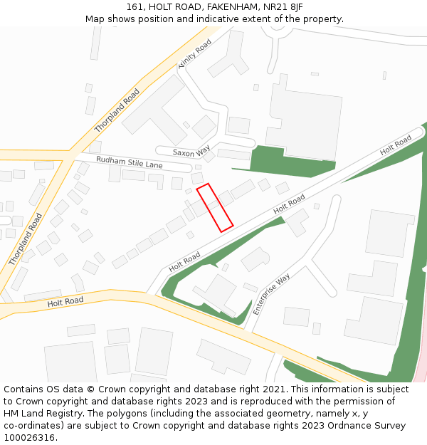 161, HOLT ROAD, FAKENHAM, NR21 8JF: Location map and indicative extent of plot