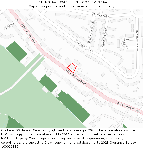 161, INGRAVE ROAD, BRENTWOOD, CM13 2AA: Location map and indicative extent of plot