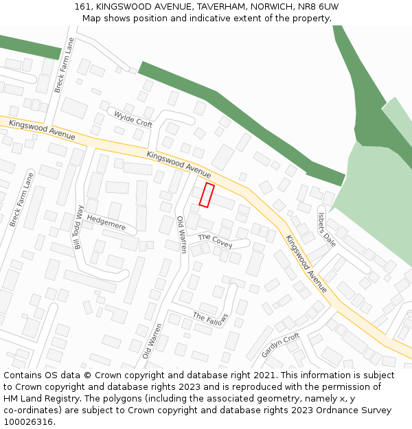 161, KINGSWOOD AVENUE, TAVERHAM, NORWICH, NR8 6UW: Location map and indicative extent of plot
