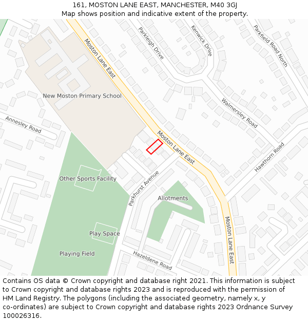 161, MOSTON LANE EAST, MANCHESTER, M40 3GJ: Location map and indicative extent of plot