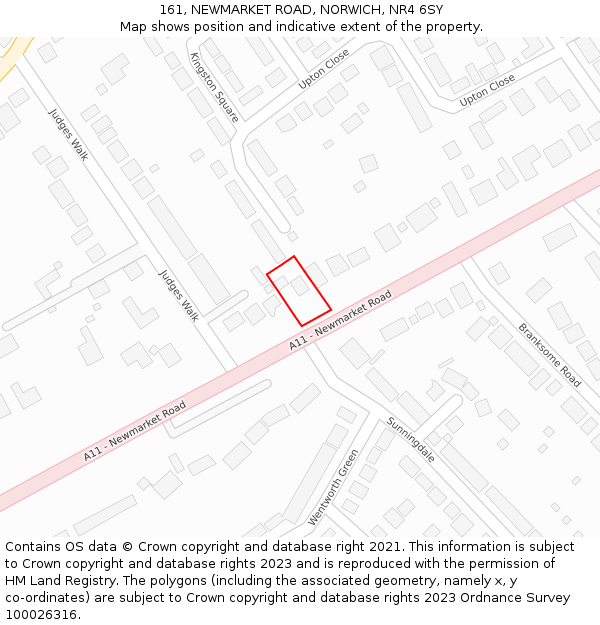 161, NEWMARKET ROAD, NORWICH, NR4 6SY: Location map and indicative extent of plot