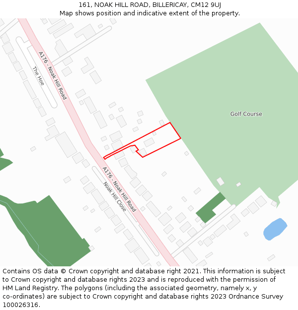 161, NOAK HILL ROAD, BILLERICAY, CM12 9UJ: Location map and indicative extent of plot