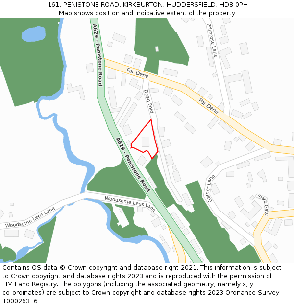 161, PENISTONE ROAD, KIRKBURTON, HUDDERSFIELD, HD8 0PH: Location map and indicative extent of plot