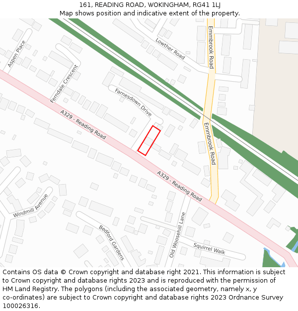 161, READING ROAD, WOKINGHAM, RG41 1LJ: Location map and indicative extent of plot