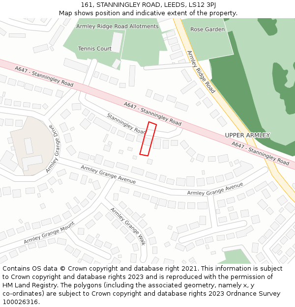 161, STANNINGLEY ROAD, LEEDS, LS12 3PJ: Location map and indicative extent of plot