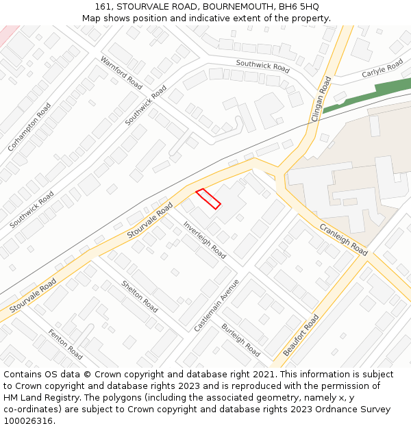 161, STOURVALE ROAD, BOURNEMOUTH, BH6 5HQ: Location map and indicative extent of plot