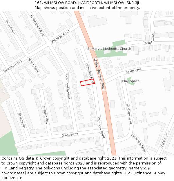 161, WILMSLOW ROAD, HANDFORTH, WILMSLOW, SK9 3JL: Location map and indicative extent of plot