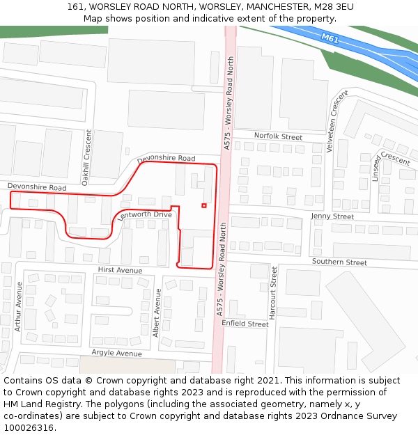 161, WORSLEY ROAD NORTH, WORSLEY, MANCHESTER, M28 3EU: Location map and indicative extent of plot