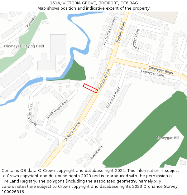 161A, VICTORIA GROVE, BRIDPORT, DT6 3AG: Location map and indicative extent of plot