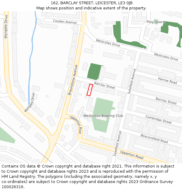 162, BARCLAY STREET, LEICESTER, LE3 0JB: Location map and indicative extent of plot