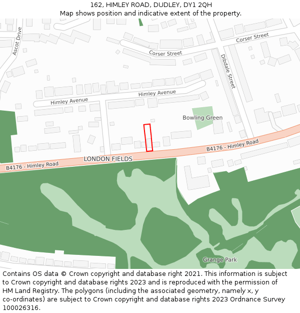 162, HIMLEY ROAD, DUDLEY, DY1 2QH: Location map and indicative extent of plot