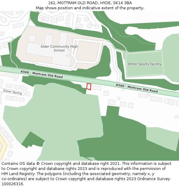 162, MOTTRAM OLD ROAD, HYDE, SK14 3BA: Location map and indicative extent of plot