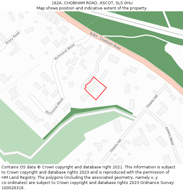 162A, CHOBHAM ROAD, ASCOT, SL5 0HU: Location map and indicative extent of plot