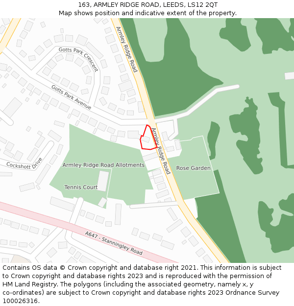 163, ARMLEY RIDGE ROAD, LEEDS, LS12 2QT: Location map and indicative extent of plot