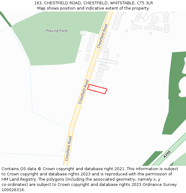 163, CHESTFIELD ROAD, CHESTFIELD, WHITSTABLE, CT5 3LR: Location map and indicative extent of plot