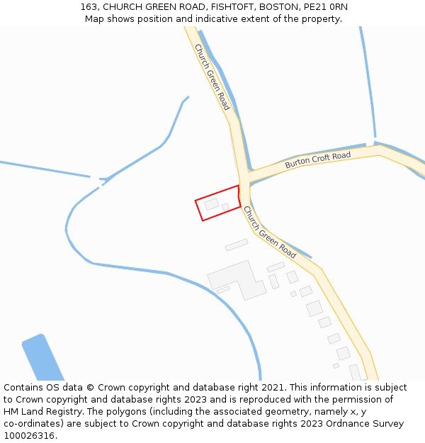 163, CHURCH GREEN ROAD, FISHTOFT, BOSTON, PE21 0RN: Location map and indicative extent of plot