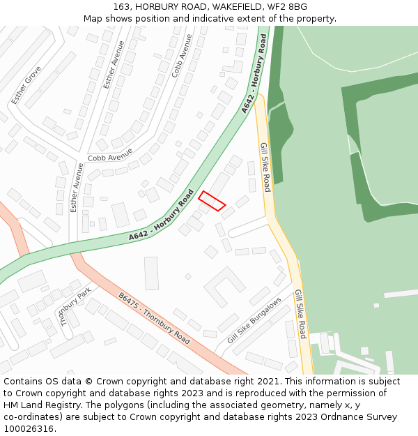 163, HORBURY ROAD, WAKEFIELD, WF2 8BG: Location map and indicative extent of plot