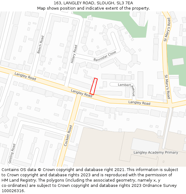163, LANGLEY ROAD, SLOUGH, SL3 7EA: Location map and indicative extent of plot