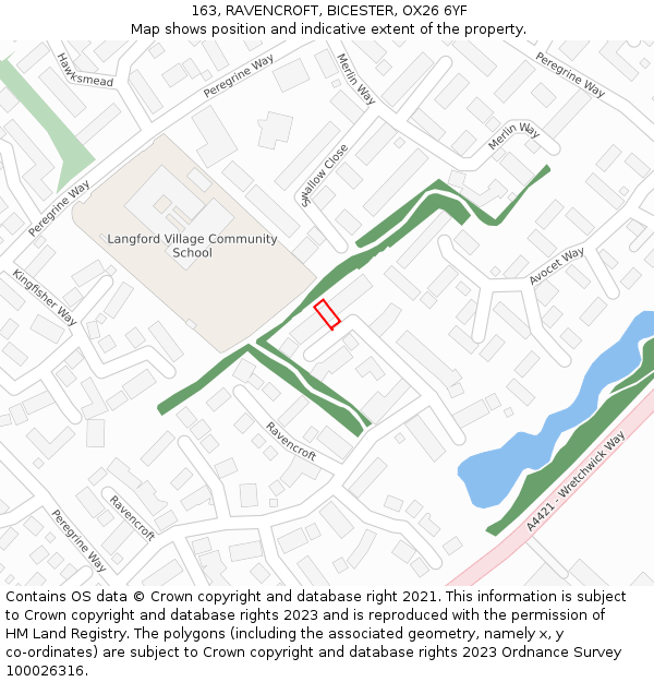 163, RAVENCROFT, BICESTER, OX26 6YF: Location map and indicative extent of plot