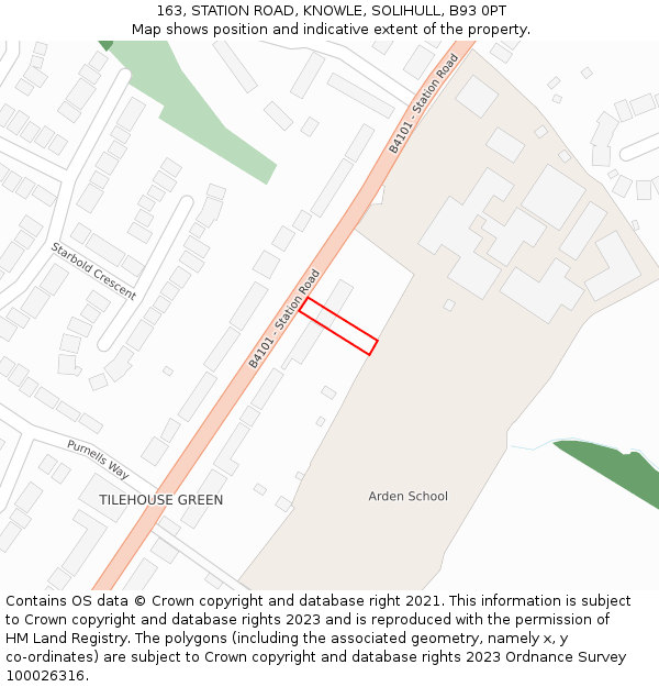 163, STATION ROAD, KNOWLE, SOLIHULL, B93 0PT: Location map and indicative extent of plot