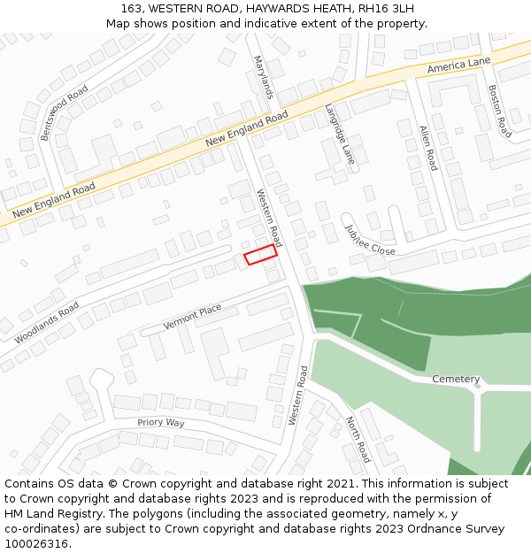 163, WESTERN ROAD, HAYWARDS HEATH, RH16 3LH: Location map and indicative extent of plot