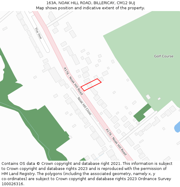 163A, NOAK HILL ROAD, BILLERICAY, CM12 9UJ: Location map and indicative extent of plot