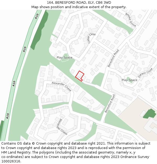 164, BERESFORD ROAD, ELY, CB6 3WD: Location map and indicative extent of plot