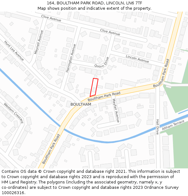 164, BOULTHAM PARK ROAD, LINCOLN, LN6 7TF: Location map and indicative extent of plot