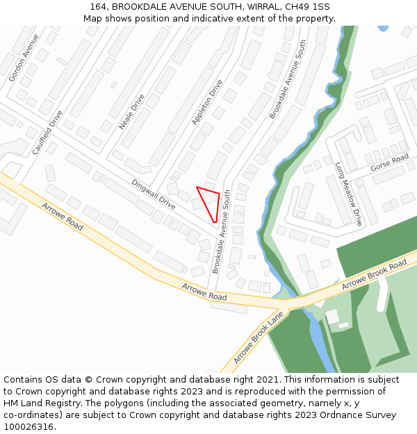 164, BROOKDALE AVENUE SOUTH, WIRRAL, CH49 1SS: Location map and indicative extent of plot