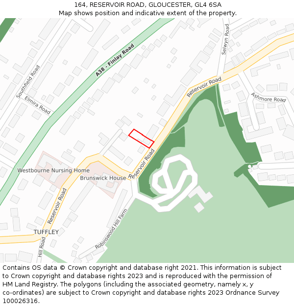 164, RESERVOIR ROAD, GLOUCESTER, GL4 6SA: Location map and indicative extent of plot