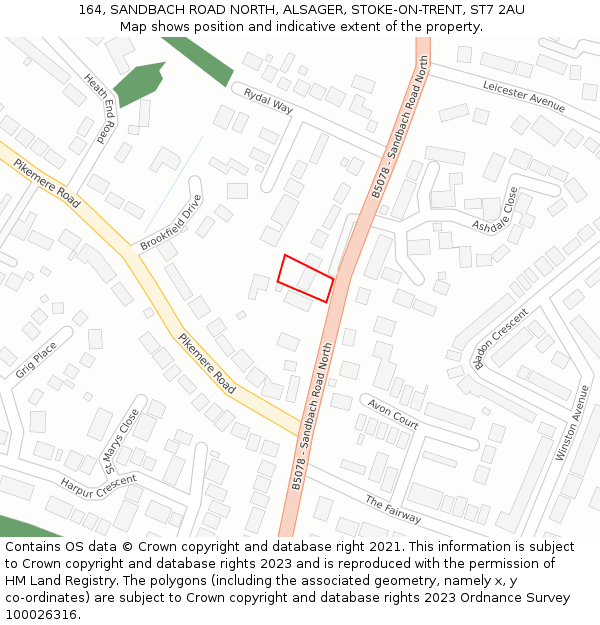 164, SANDBACH ROAD NORTH, ALSAGER, STOKE-ON-TRENT, ST7 2AU: Location map and indicative extent of plot