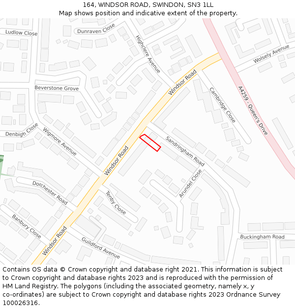 164, WINDSOR ROAD, SWINDON, SN3 1LL: Location map and indicative extent of plot