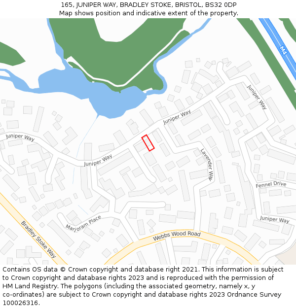 165, JUNIPER WAY, BRADLEY STOKE, BRISTOL, BS32 0DP: Location map and indicative extent of plot