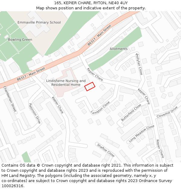 165, KEPIER CHARE, RYTON, NE40 4UY: Location map and indicative extent of plot