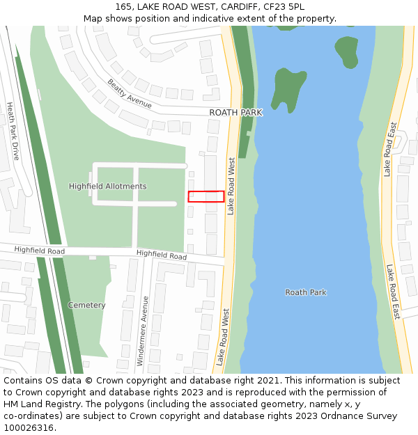 165, LAKE ROAD WEST, CARDIFF, CF23 5PL: Location map and indicative extent of plot