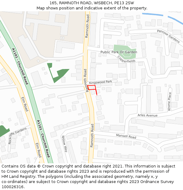 165, RAMNOTH ROAD, WISBECH, PE13 2SW: Location map and indicative extent of plot