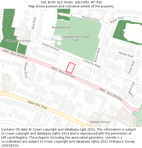 166, BURY OLD ROAD, SALFORD, M7 4QY: Location map and indicative extent of plot