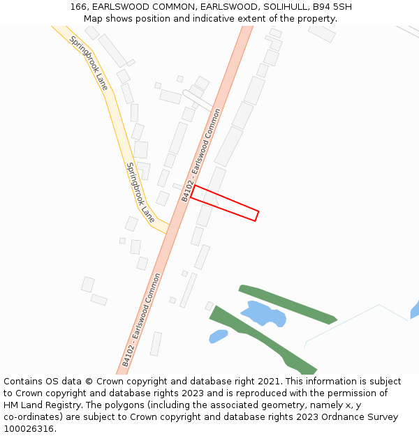 166, EARLSWOOD COMMON, EARLSWOOD, SOLIHULL, B94 5SH: Location map and indicative extent of plot