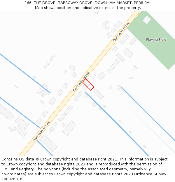 166, THE DROVE, BARROWAY DROVE, DOWNHAM MARKET, PE38 0AL: Location map and indicative extent of plot