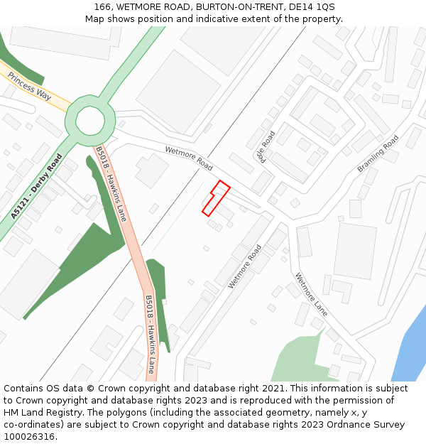 166, WETMORE ROAD, BURTON-ON-TRENT, DE14 1QS: Location map and indicative extent of plot