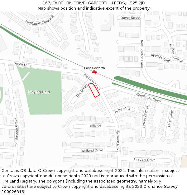 167, FAIRBURN DRIVE, GARFORTH, LEEDS, LS25 2JD: Location map and indicative extent of plot