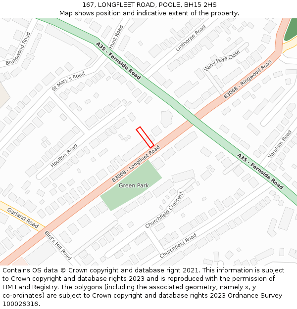 167, LONGFLEET ROAD, POOLE, BH15 2HS: Location map and indicative extent of plot
