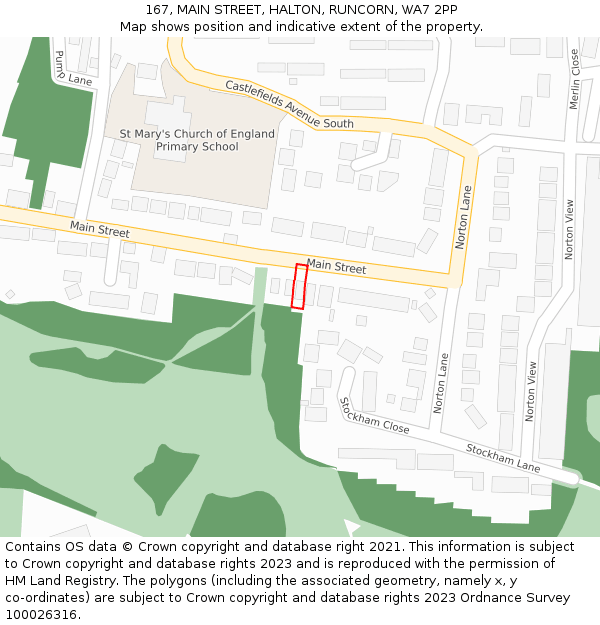 167, MAIN STREET, HALTON, RUNCORN, WA7 2PP: Location map and indicative extent of plot