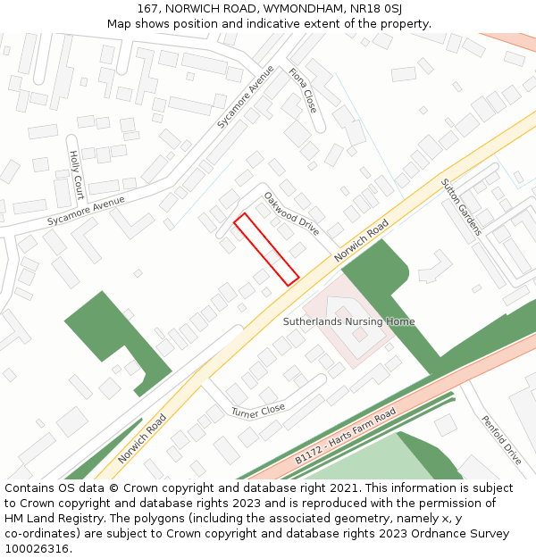 167, NORWICH ROAD, WYMONDHAM, NR18 0SJ: Location map and indicative extent of plot