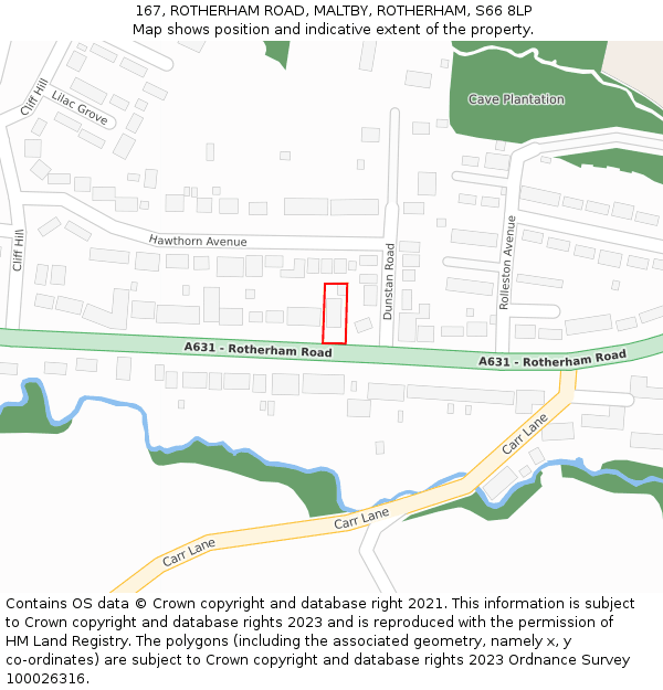 167, ROTHERHAM ROAD, MALTBY, ROTHERHAM, S66 8LP: Location map and indicative extent of plot