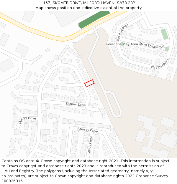 167, SKOMER DRIVE, MILFORD HAVEN, SA73 2RP: Location map and indicative extent of plot